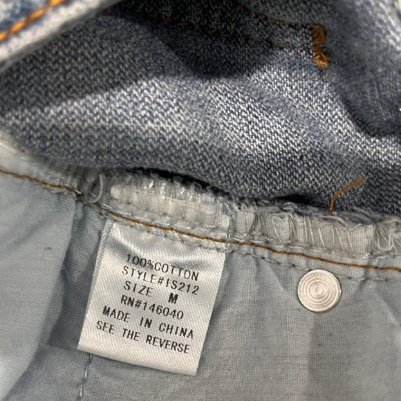 SIGNATURE 8 Medium Blue Mini Distressed A-Line Denim Jean Beach Summer Skirt - Picture 6 of 9